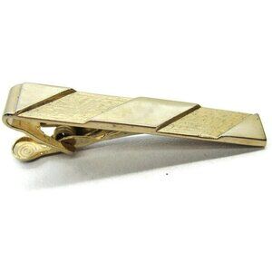 1 3/4" Vintage Foster Neck Tie Clip Silver Tone Textured